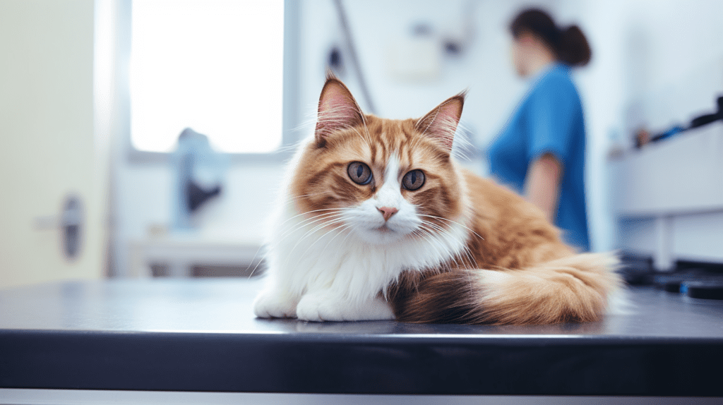 Kat op tafel bij dierenarts