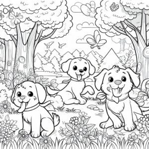 Kleurplaat van honden voor kinderen